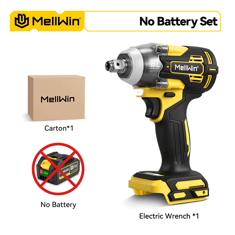 MELLWIN 520N·m Brushless 3IN1 Electric Impact Wrench Cordless Electric Drill Screwdrive Power Tool Set For Makita 18VBattery Pin