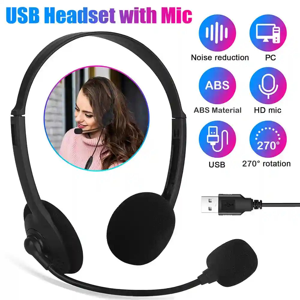 Gaming Headset with Noise-Cancelling Mic - Over-Ear Wired Black Tidesmit