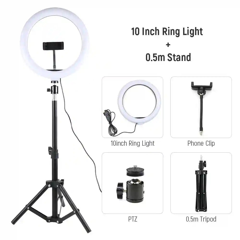 LED Ring Light with Tripod Stand for Pro Content Creation | Tidesmit 26CM kit 3 Tidesmit