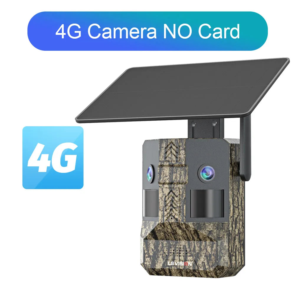 4G solar trail camera without SD card, camouflage housing and solar panel