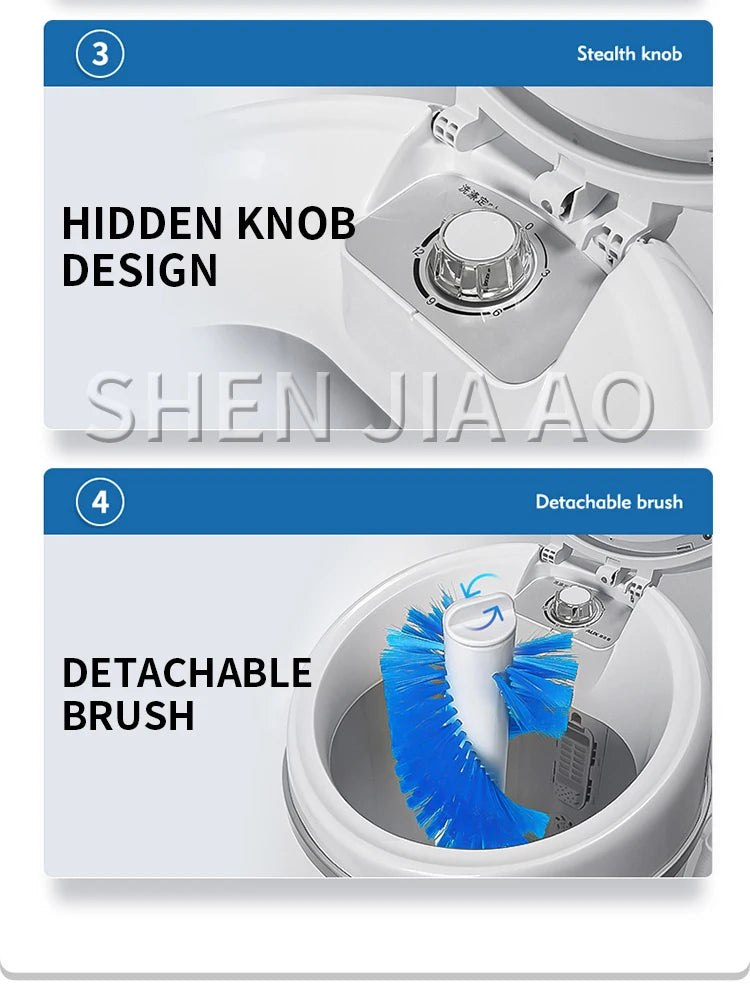 Tidesmit mini shoe washing machine side profile showing automatic drying feature for sneakers and slippers