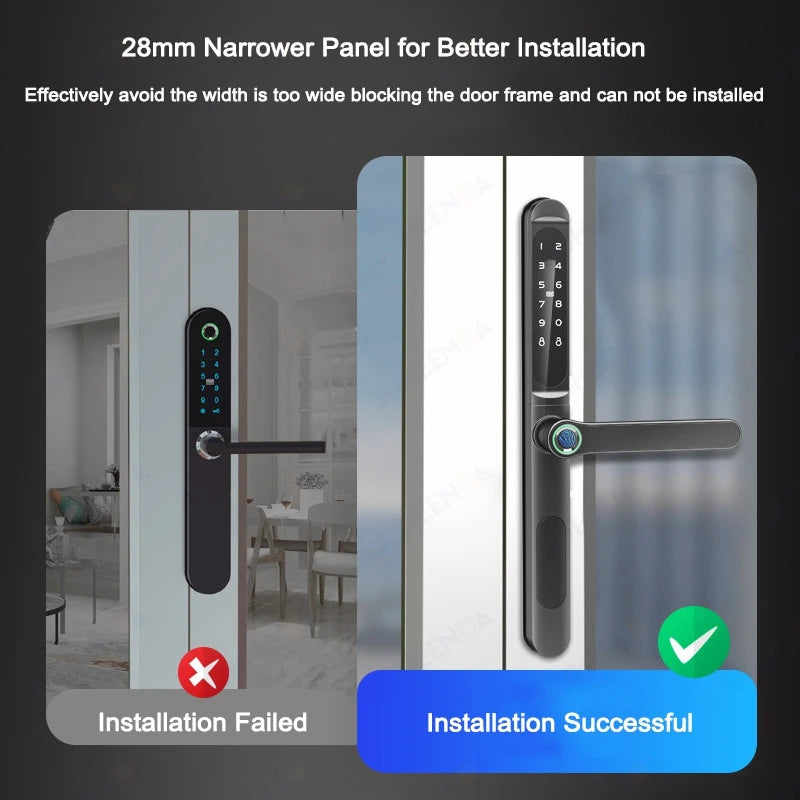 TTLock App Smart Aluminum Door Lock Waterproof Fingerprint Digital Password RFID Keyless Electronic Sliding Glass Door Lock