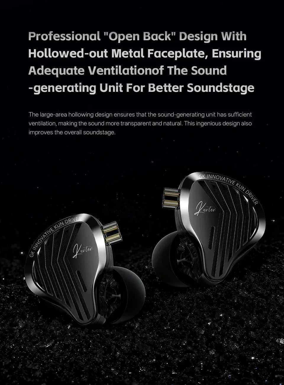 GK KUNTEN Dynamic Drive Headphones HIFI Heavy Bass Earbuds Sports Metal Headphones Detachable Headphones 2PIN KZ Zenith EDX Tidesmit