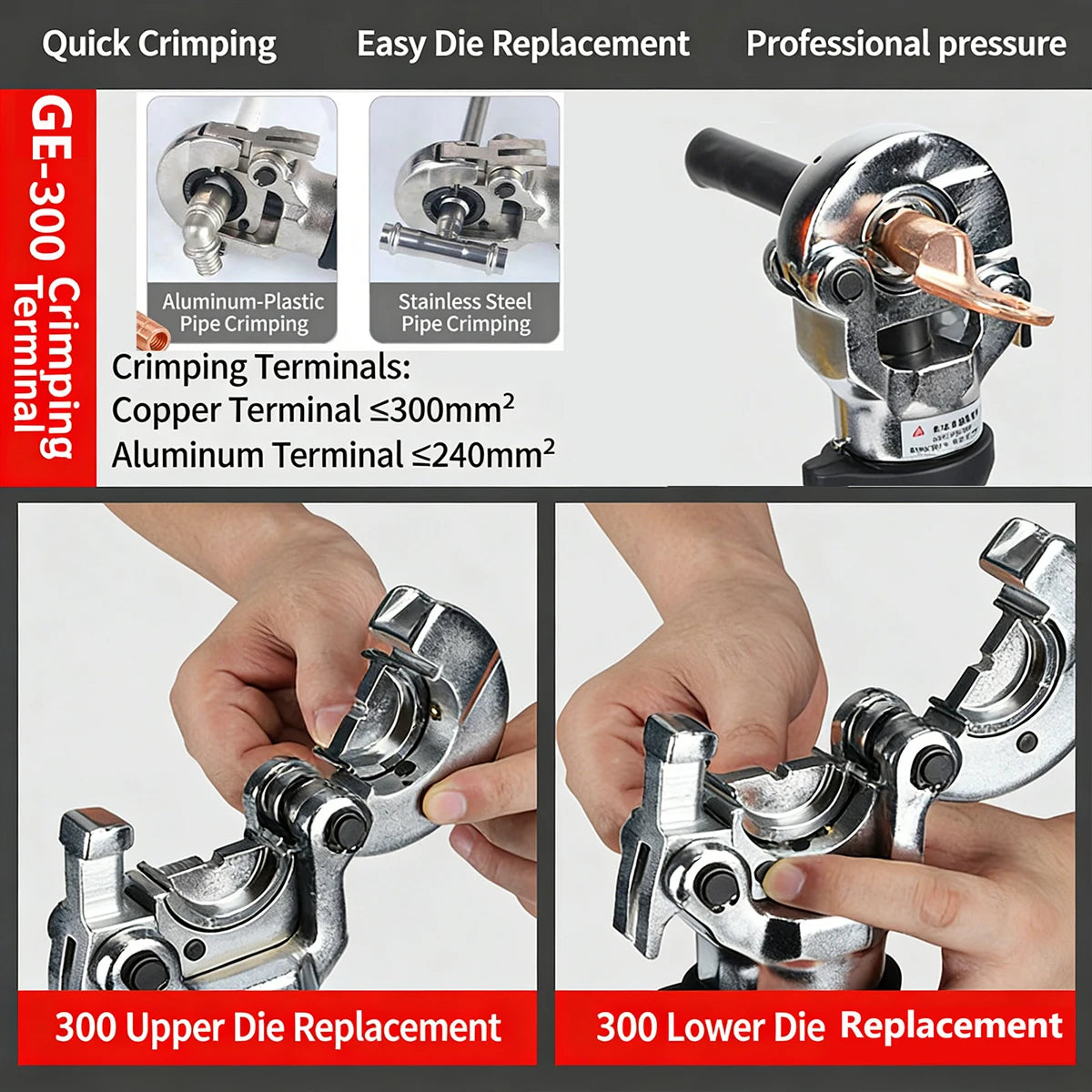 Electric Hydraulic Crimping Pliers With 13 Dies 12T Rechargeable Crimper Tool Portable Crimper Kit for Copper Aluminum Terminal