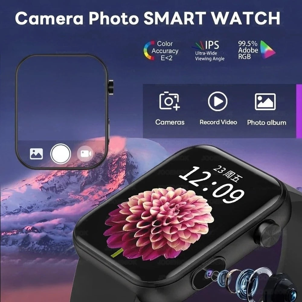 New Smart Watch Women Men Camera Take Photo Record Video Heart rate Sports Fitness Waterproof Bluetooth Call For Android iPhone
