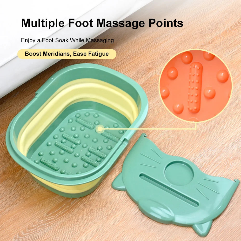 Folding Electric Foot Bath Massager with Heat Therapy & Bubble Spa Massage Cushion Ordinary Green Tidesmit