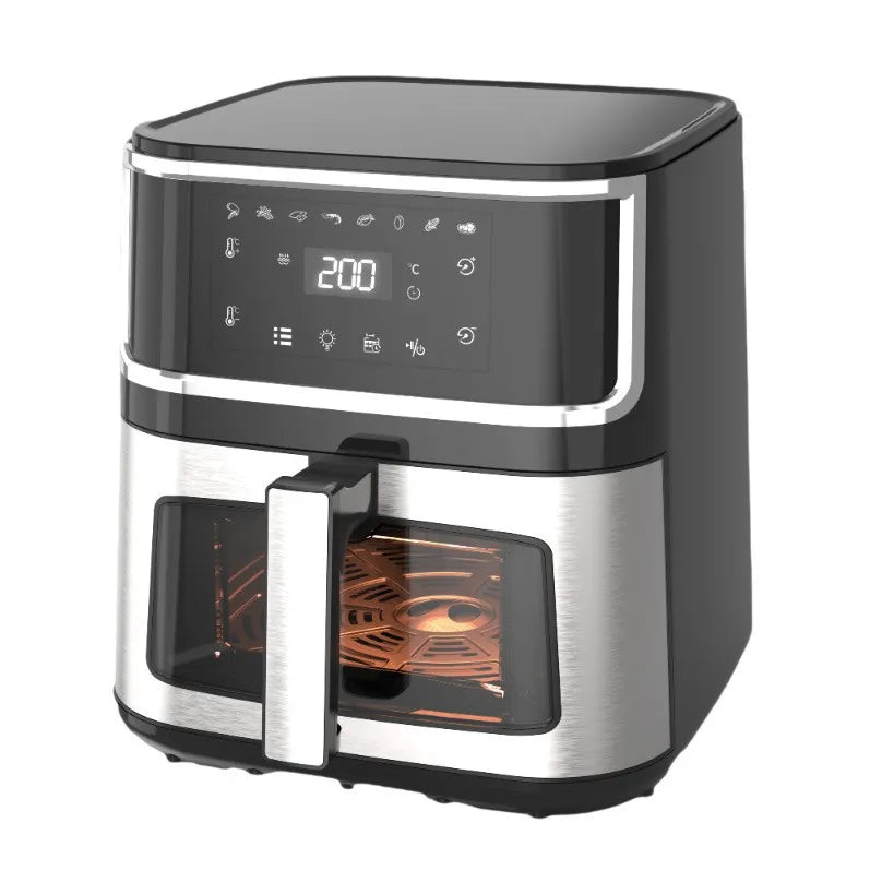 Smart Electric Air Fryer Household Multifunctional Automatic Potato Chip Machine 8L Stainless Steel Interior With Window
