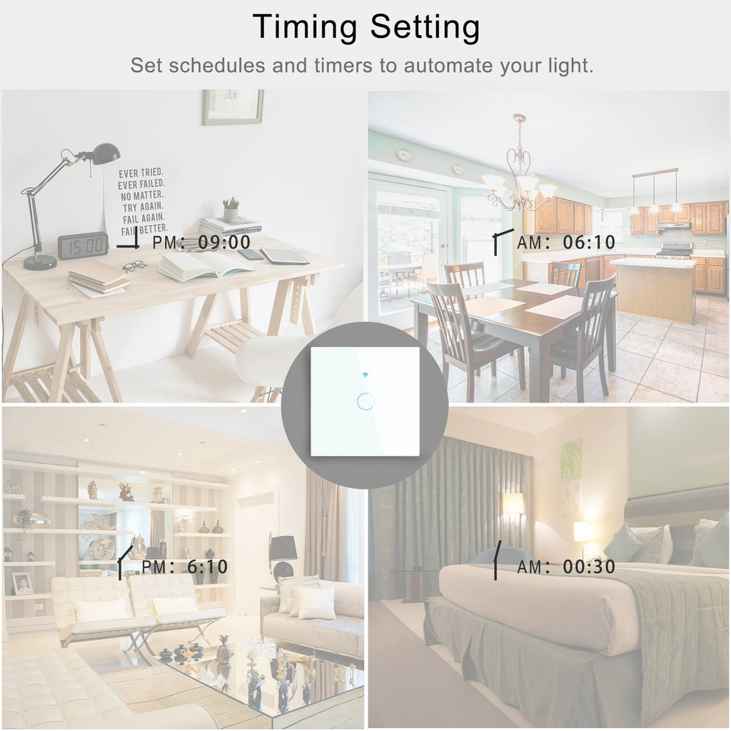 WiFi Smart Light Switch No Neutral Wire - 1, 2, or 3 Gang Options Tidesmit
