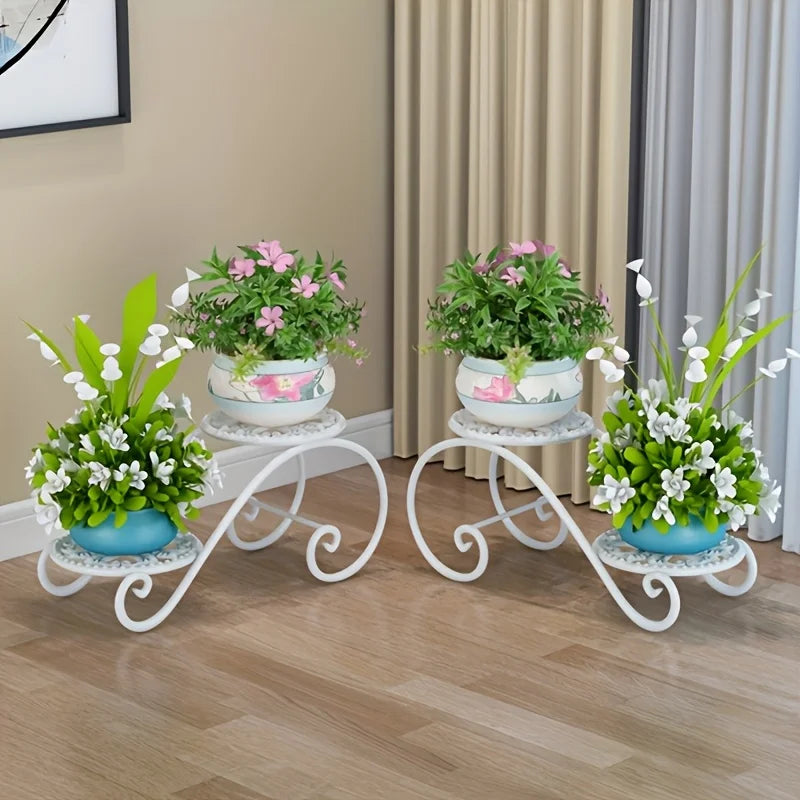 1pc, Double Deck Flower Stand, Hanging Pot Rust-proof Classic Metal Irregular Plant Stand Indoor And Outdoor Can Be Bonsai Other