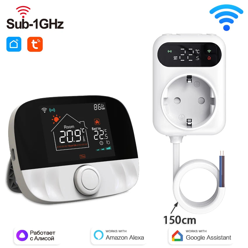 Tuya WiFi Smart Thermostat Water Gas Boiler RF433 Wireless Temperature Controller Socket Receiver Voice Alexa Google Home Alice