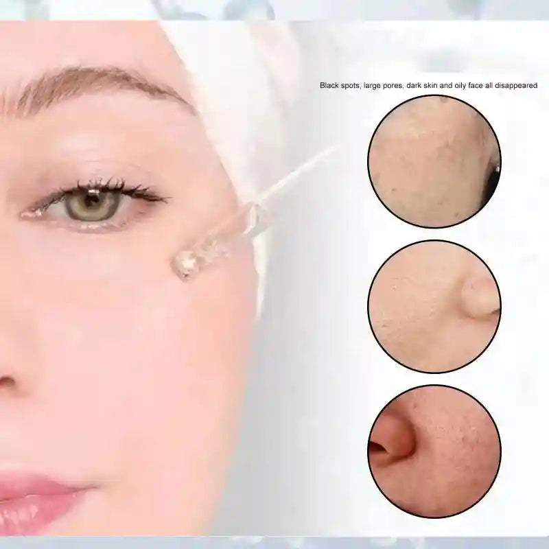Retinol and Niacinamide facial serum for smooth skin and pore shrinking. Anti-aging skincare treatment for a clear face.
