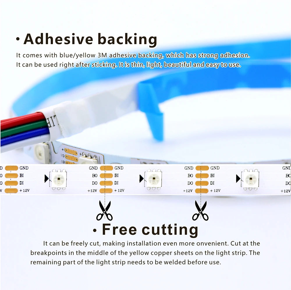 5m/roll WS2815 DC12V (WS2813/WS2812B) RGB LED Pixels Strip Light Individually Addressable LED Dual-Signal 30/60/144 Pixels/Led/m