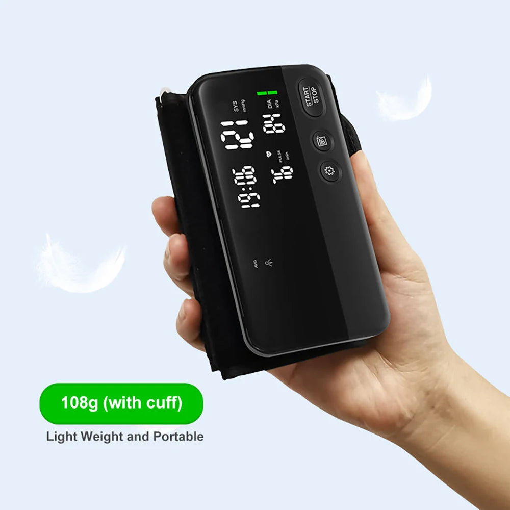 Bluetooth Digital Blood Pressure Monitor Supports English, Spanish LCD Display, Rechargeable Upper Arm Blood Pressure Monitor
