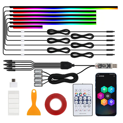 10-in-1 Car Ambient LED Lighting Kit - Customizable Atmosphere Lamp Tidesmit