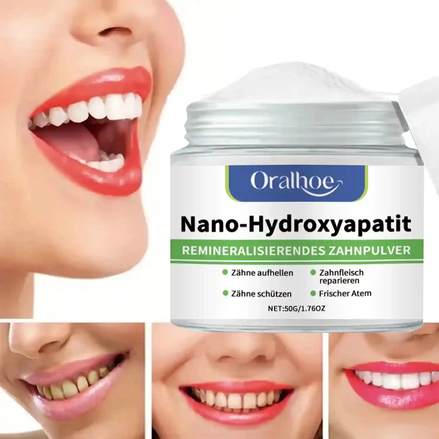 Tidesmit teeth whitening powder for effective plaque, tartar, and stain removal for fresh breath.