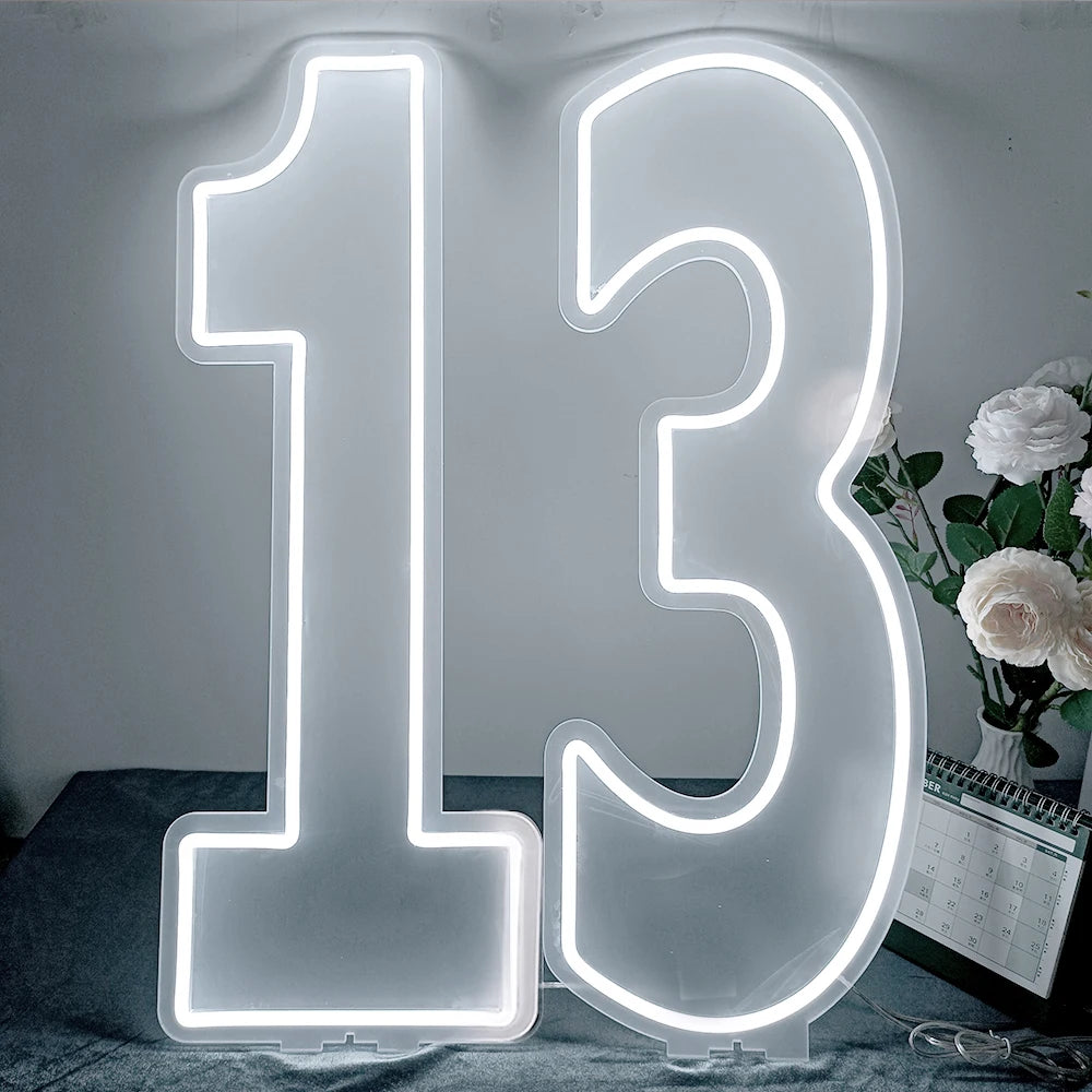 LED Neon Number Sign for Weddings | Customizable Event Lighting 76-100cm number 13 China Mainland Tidesmit