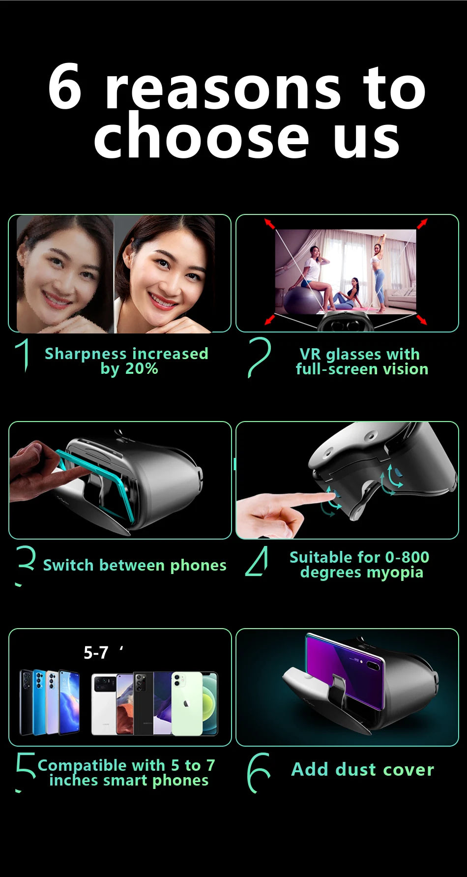 VR Headset for Smartphones - Immersive 3D Mobile VR Glasses Tidesmit