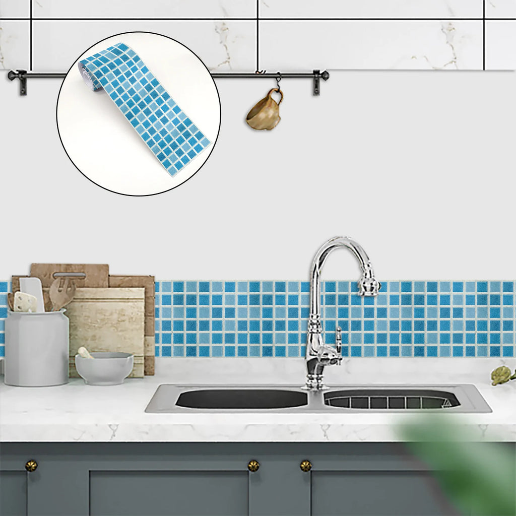 26 Styles 2D Mosaic Tiles Wall Sticker Waist Line Skirting Strip Peel & Stick Bathroom Kitchen Backsplash Home Decor Wall Decals