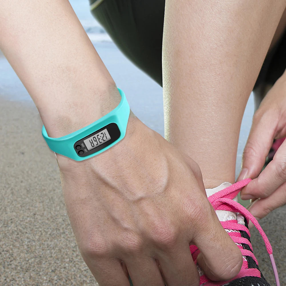 LED Pedometer Bracelet Step Counter Watch 12/24H Time Display Silicone Step Tracker Multi-Function Fitness Watch for Adults kids