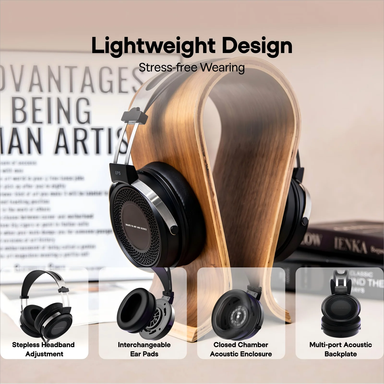 SIMGOT EP5 Wireless Headphones with 50mm Dynamic Driver & Low Latency Audio Tidesmit