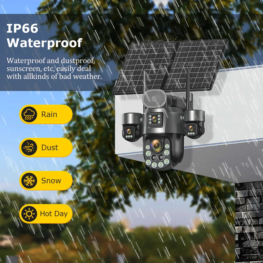 4G Solar Surveillance Camera 4‑Lens 60X Optical Zoom Human Tracking 31200MAH Battery 24‑Hour Recording Outdoor Security Cameras