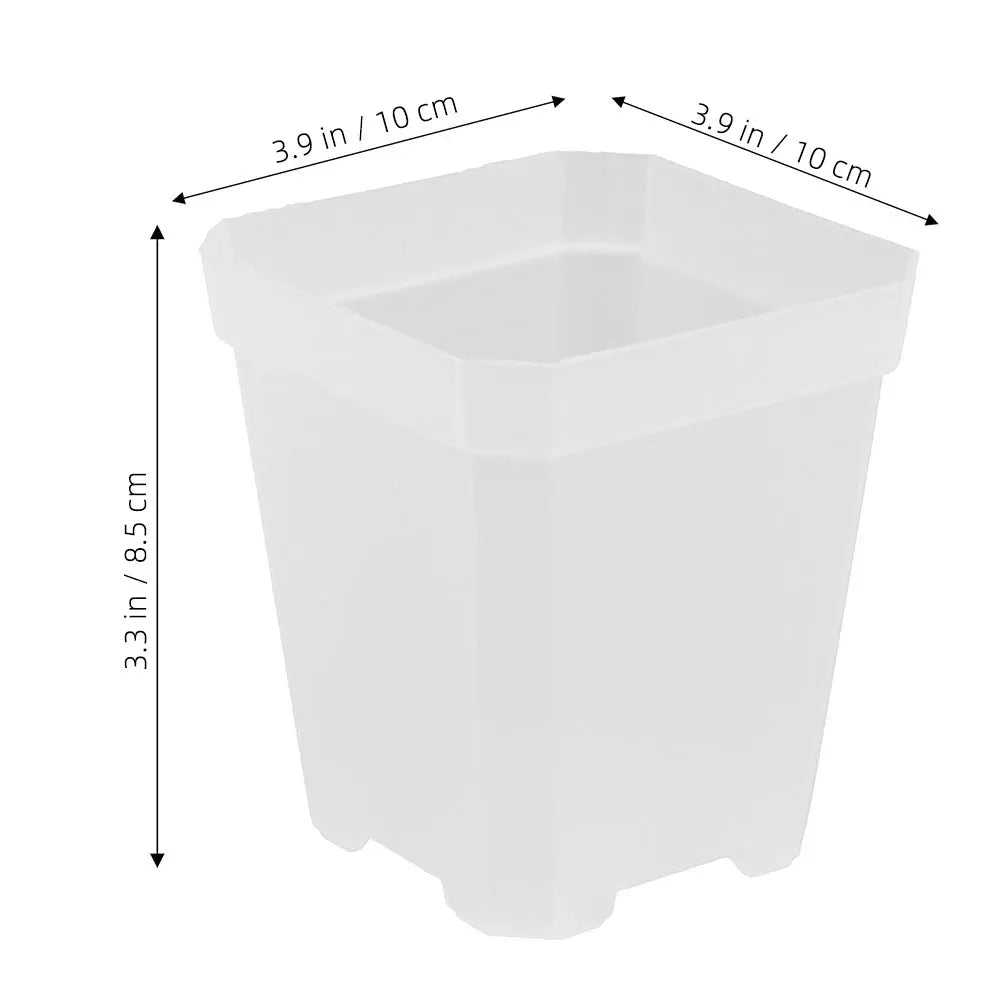 White square mini nursery pot, plastic seedling cup with measurement guide