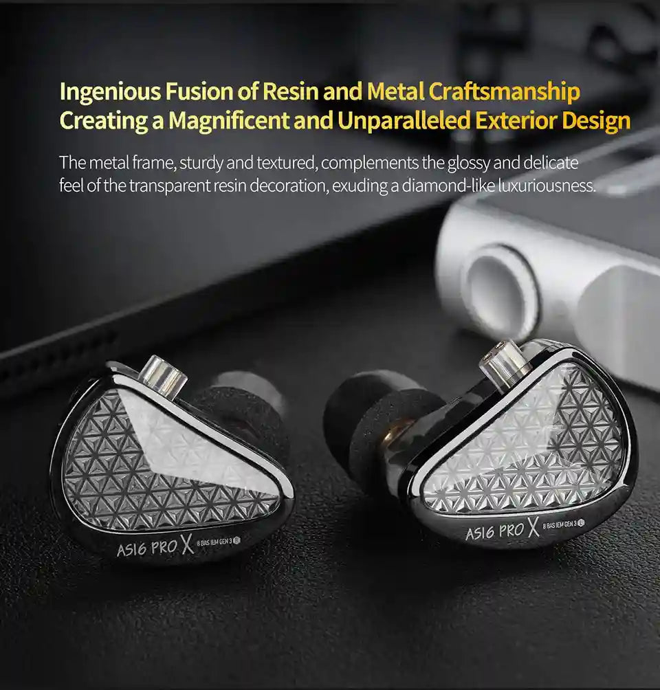KZ AS16 Pro In-Ear Monitors | 16 Balanced Armature HiFi Earphones Tidesmit