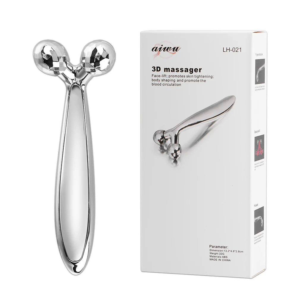 3D Face Roller Massager for Skin Lifting and V-Shape Face Contouring Body Shaping Massage Equipment Sliver Tidesmit