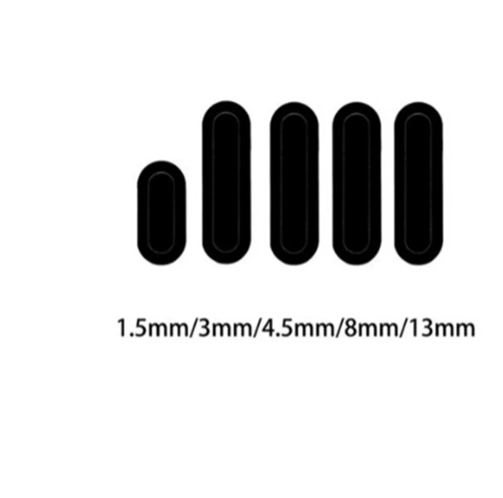 Set of 5 black HIFU transducer cartridges for face and body, ranging from 1.5mm to 13mm for professional skin lifting.