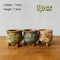 1pcs Simple Fleshy Ceramic Hand-painted Fresh Thumb Pot Coarse Pottery Permeable Pot Peach Egg Flesh Flower Pot Garden Supplies