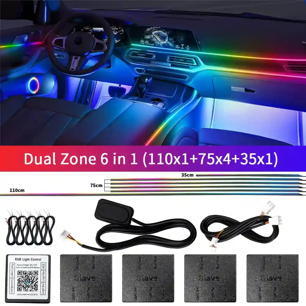 LED Car Ambient Lights: 10-in-1 RGB Bluetooth App-Controlled Interior Kit Tidesmit