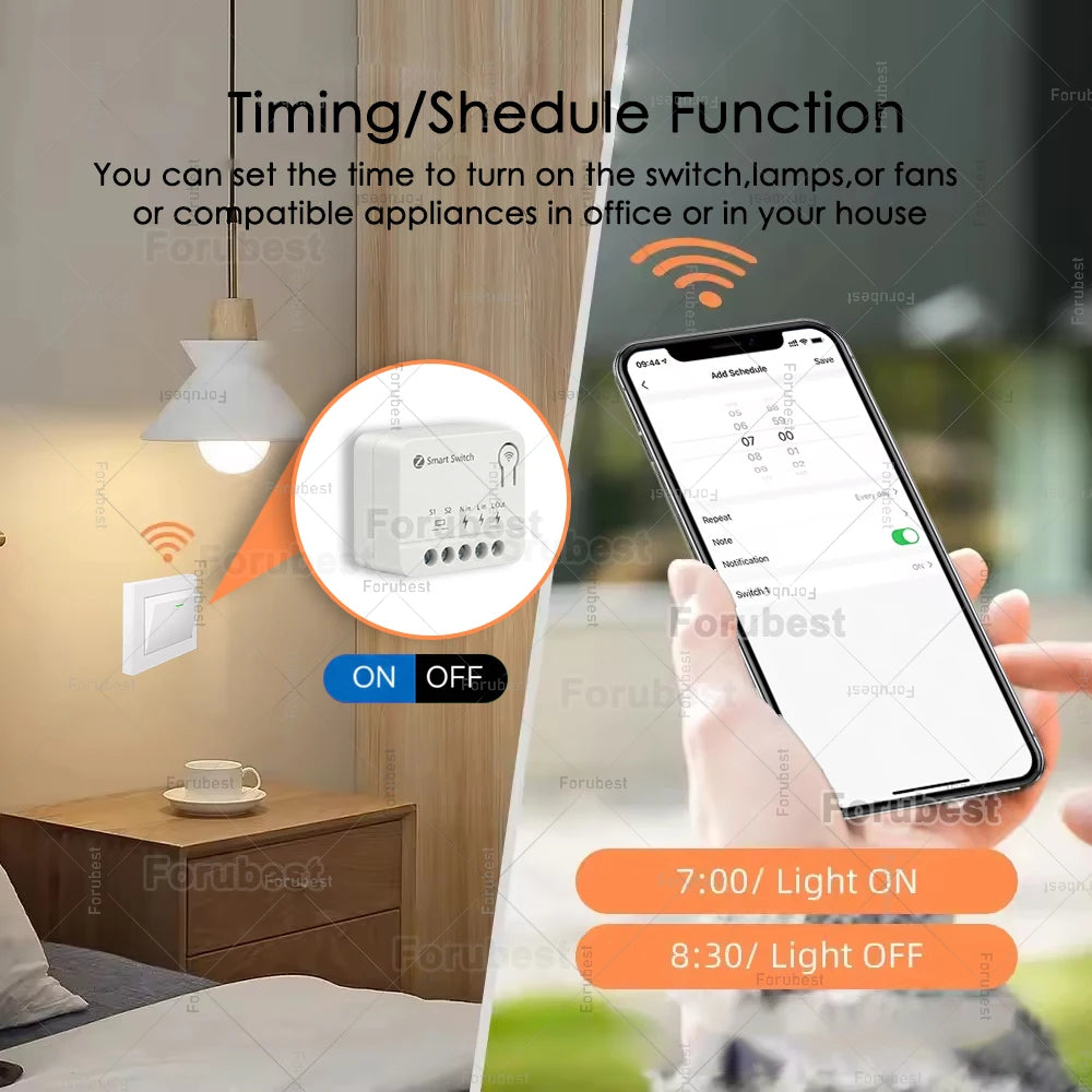 Zigbee Smart Switch Module 10A Remote Timer Relay for Smart Home Tidesmit