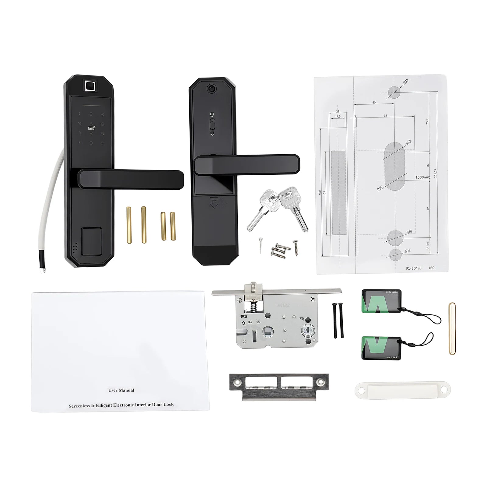 Smart Lock with Fingerprint Electronic Passcode for Front Door, Keyless Fingerprint Smart Door Lock with 4  AAA Dry Batteries
