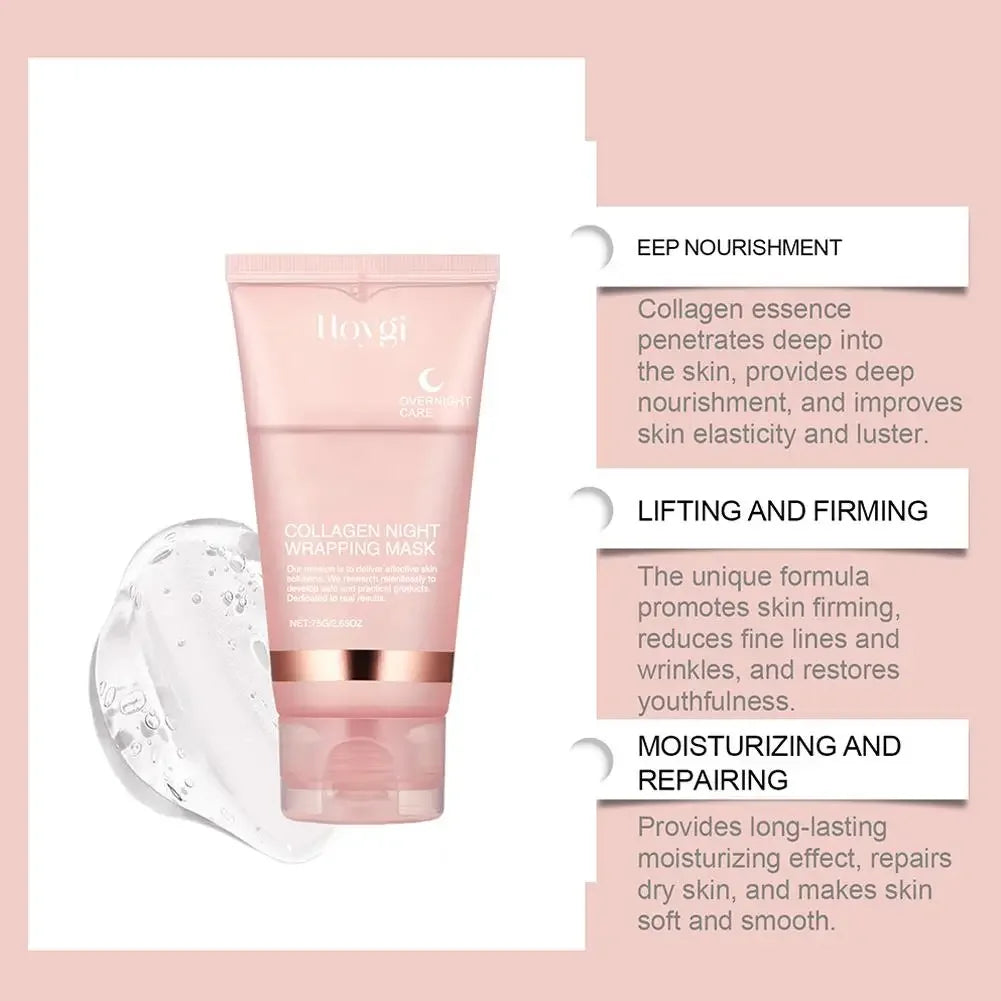 Tidesmit Collagen Overnight Wrapping Peel Off Facial Mask texture close-up for deep hydrating Korean night skin care