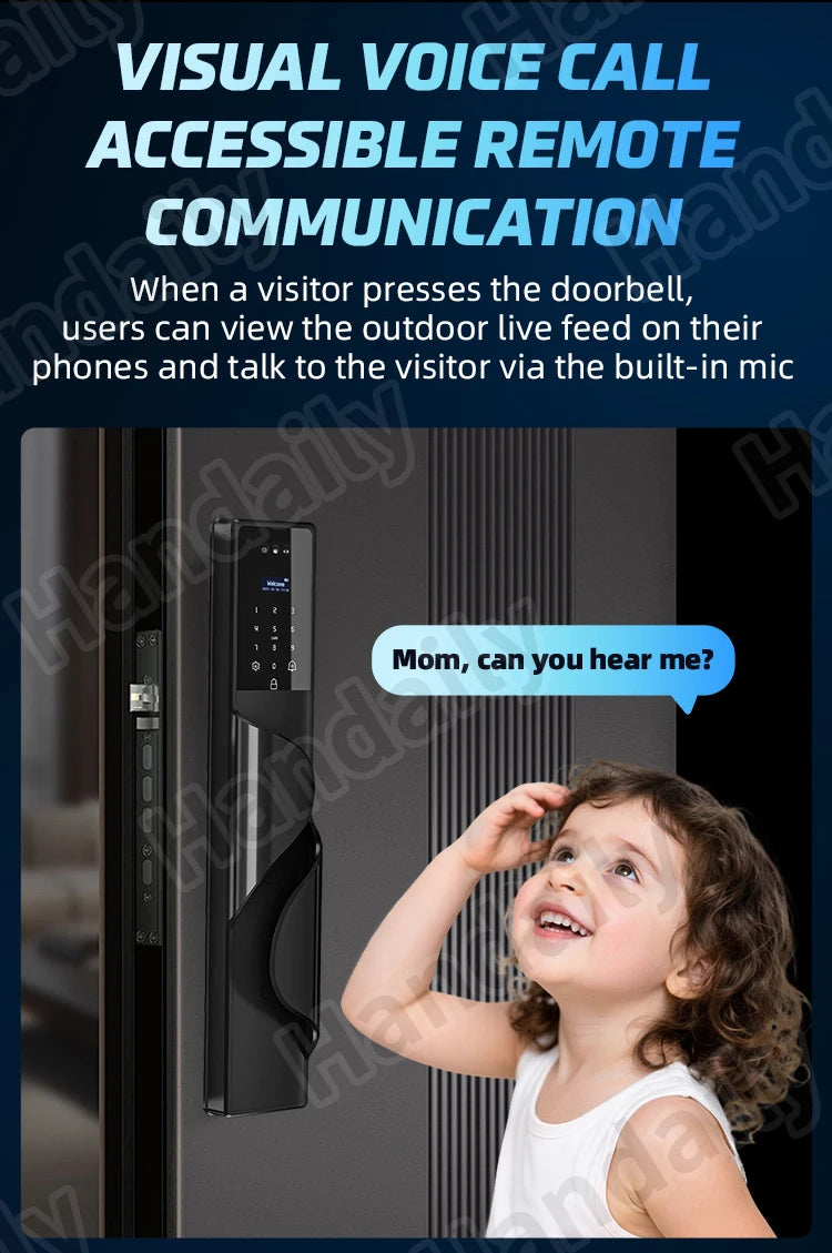 Waterproof Smart Door Lock with Camera Video Monitoring Intercom Palm Vein 3D Face Recognition Tuya Electric Door Lock