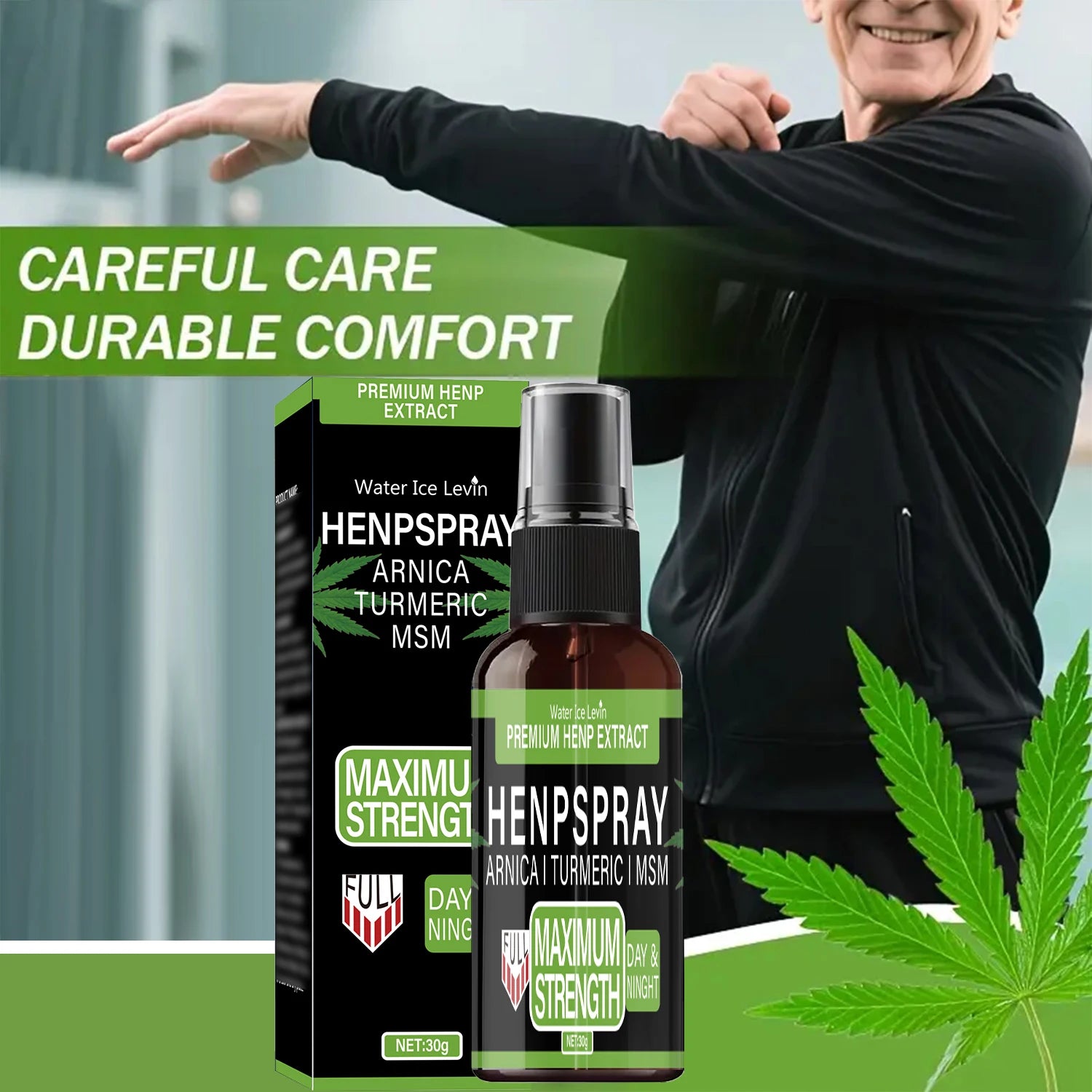 Hemp Spray Cream: Premium Hemp Extract+Arnica+Turmeric, Maximum Strength, Light Texture, Moisturizes for Elastic Skin