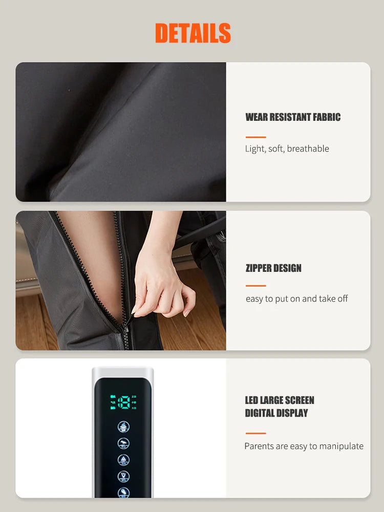 Air Compression Massage Boots for Leg Circulation - Black EU Plug Relaxation Treatment Tidesmit