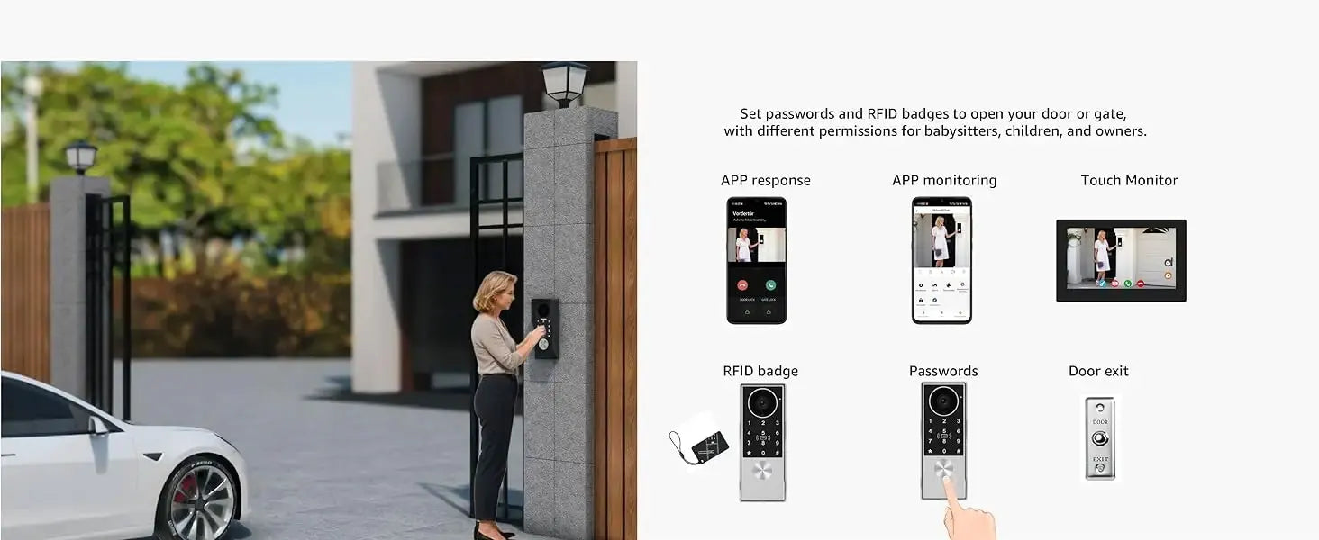 7/10inch Touch Screen 5G WiFi Video Doorbell 2-Wire TUYA Smart 1080P Camera Video Doorphone Intercom Password IC Card APP Unlock