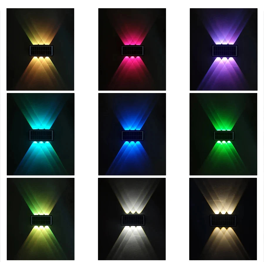 4/6/8LED Solar Wall Spotlight Outdoor Upper And Lower Lighting Solar Powered Waterproof Streetlight for Balcony Courtyard Garden