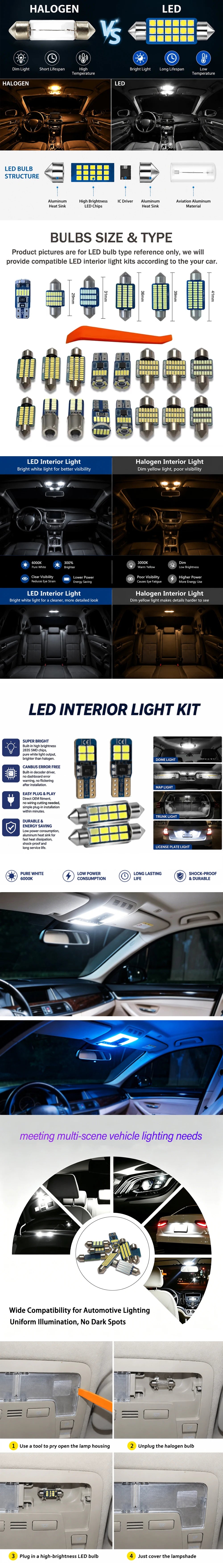 Car Interior Door Trim Panel Light For Jeep Grand Cherokee ZJ 1993-1998 LED Dome Reading Lamp Auto Lighting Accessories