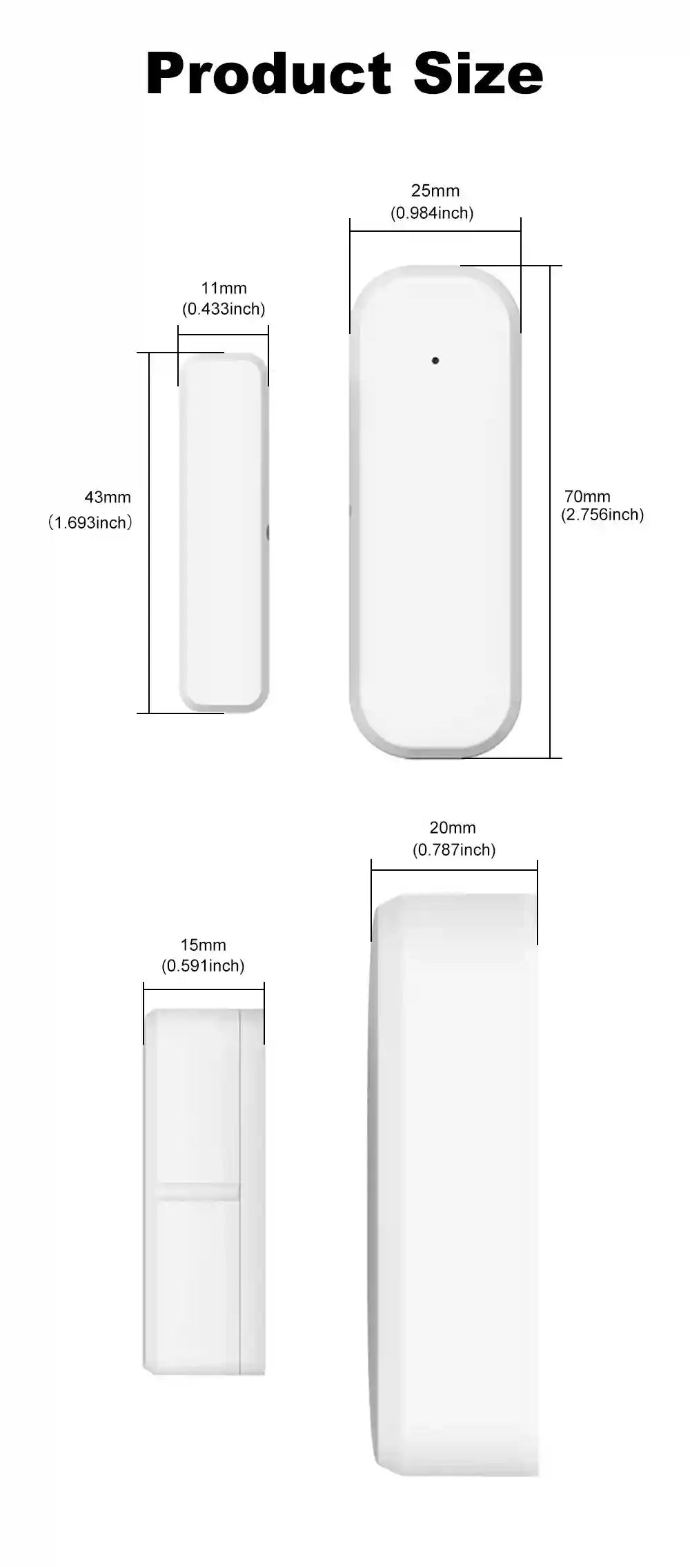 Zigbee Door Window Sensor for Smart Home Automation - White Tidesmit