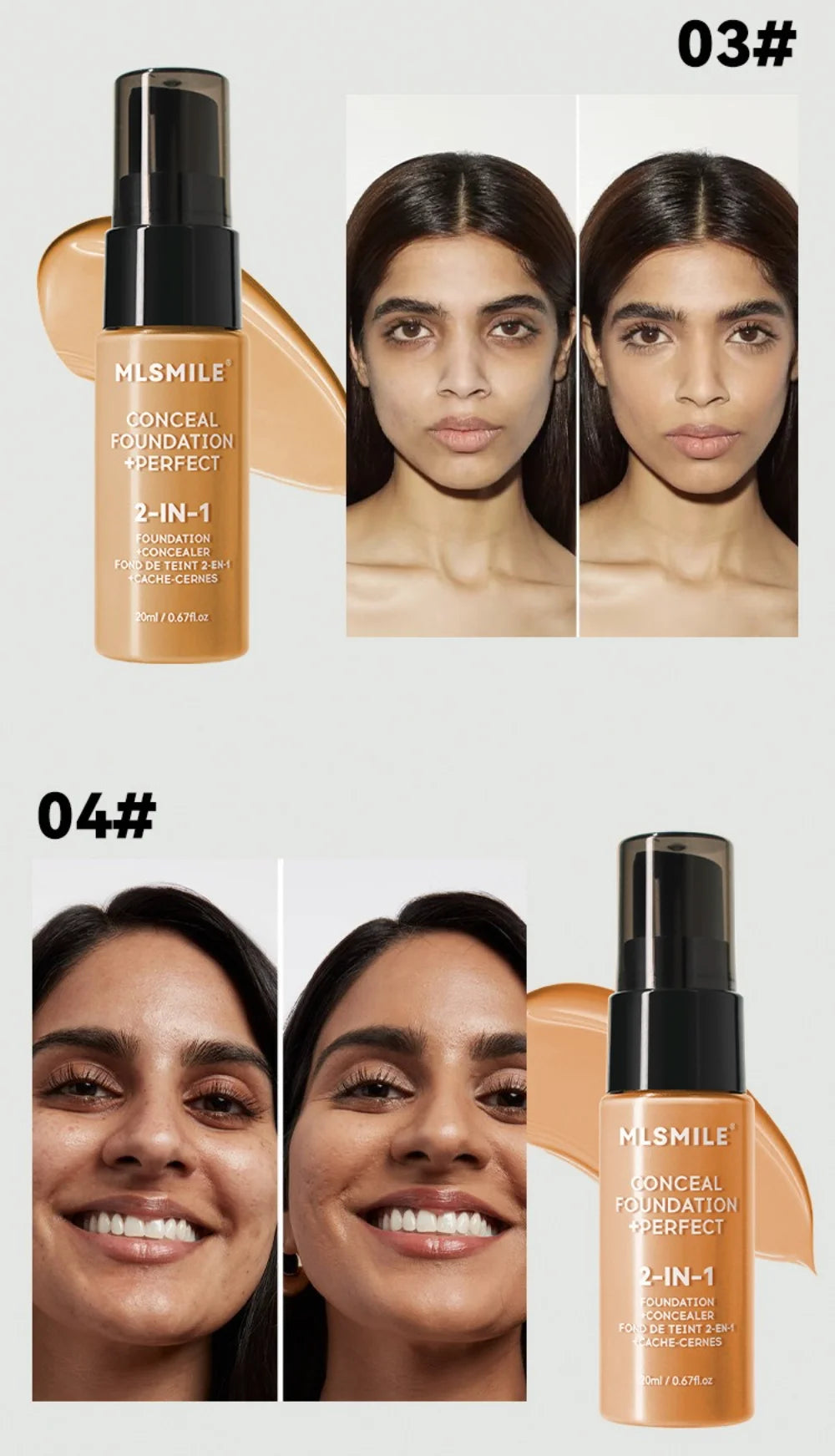 Tidesmit matte liquid foundation oil control BB cream for natural long-lasting face makeup texture close-up