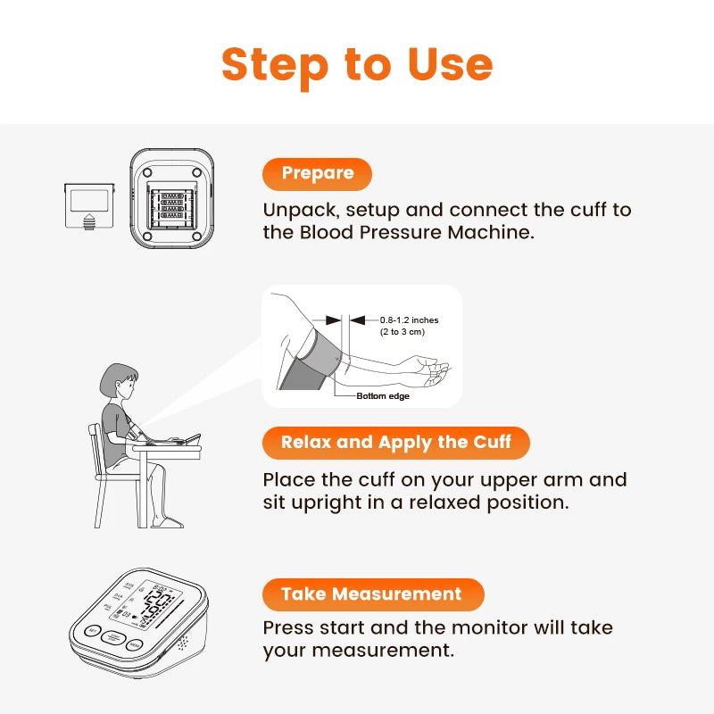 Sinocare Blood Pressure Monitor Digital Upper Arm Blood Pressure Measuring Device 22-42 Long Cuff Home Professional BP Machine