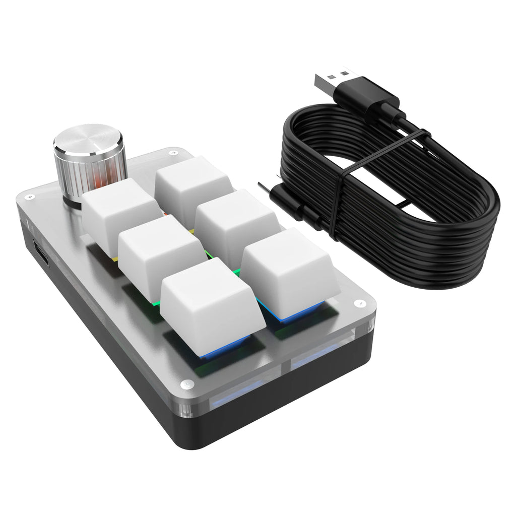 6 Keys 1 Mini Knob RGB Keyboard for Photoshop USB Mechanical Keyboard Gamer Macro Custom Keyboard Gaming Custom Programming Knob