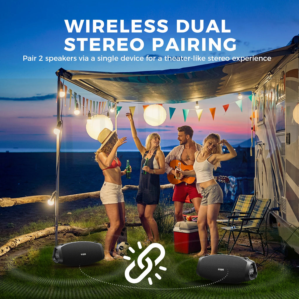W-KING X10MIC Portable Loud Bluetooth Speakers (120W PEAK)70W with Wireless Microphone,  Waterproof Outdoor Wireless Bluetooth