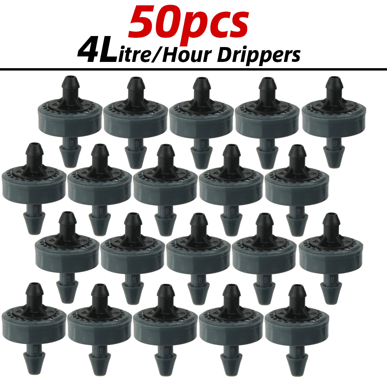 4L/hour drip emitters, dark green, 50-pack for 3/5mm drip hose