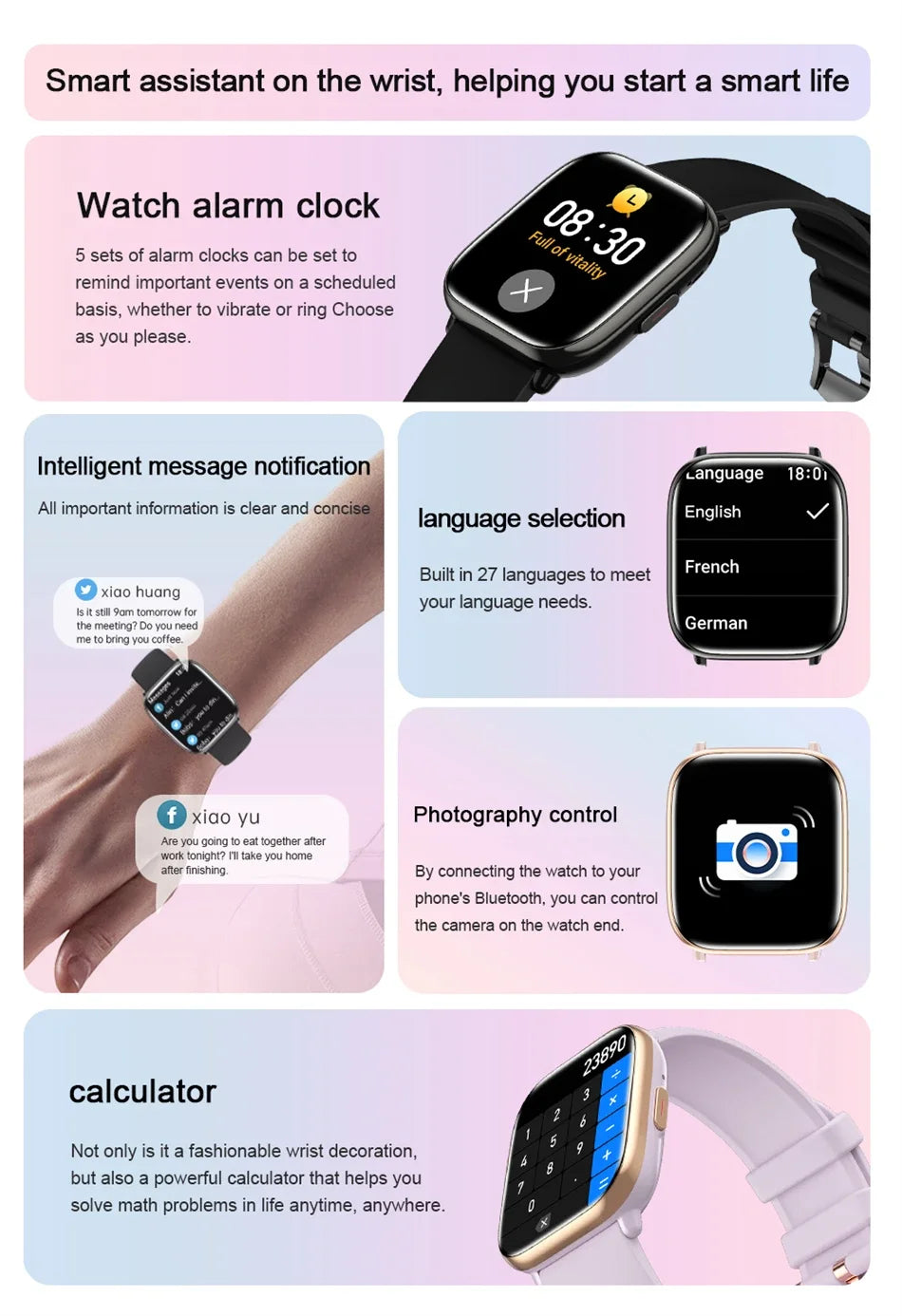 2026 New Smart Watch Full Touch Screen Bluetooth Call AI Voice Heart Rate Waterproof Watches Sports Bracelet Smartwatch Women