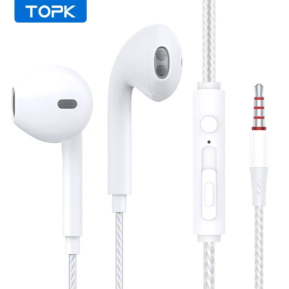 TOPK F20 3.5mm In-ear Headphone HiFi Sound Quality with Mic Type C Jack Earphone Original High Quality Headset Sport Headset Tidesmit