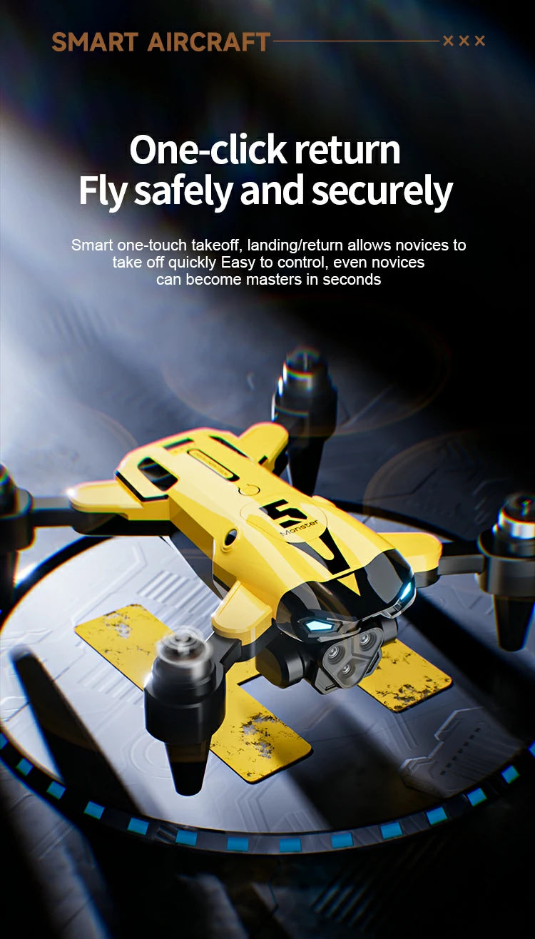 4K Camera Drone with GPS, Obstacle Avoidance, and Foldable Frame - Yellow Tidesmit