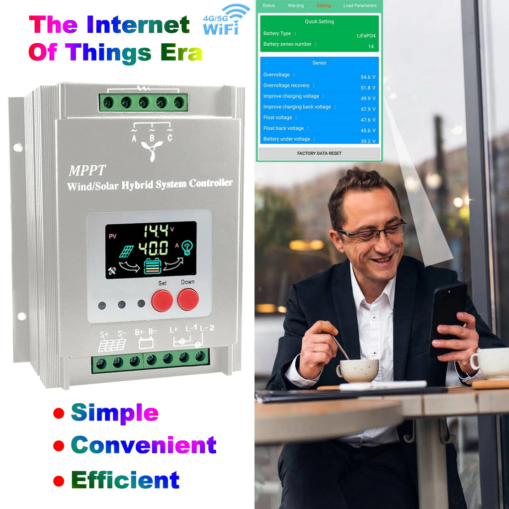 Hybrid Solar Wind Charge Controller MPPT LCD - 2500W to 9000W Options Tidesmit